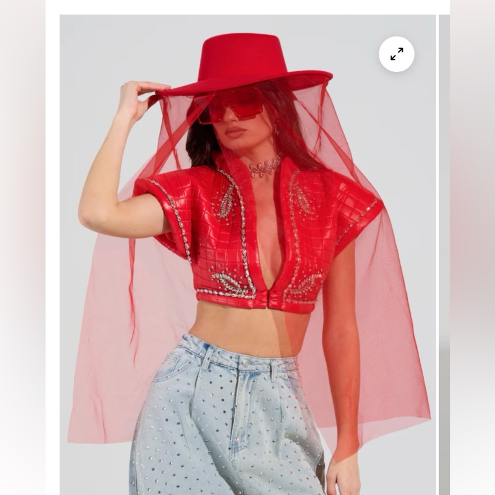 AKIRA red veil hat